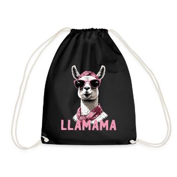 Funny Llama Loving Mom Design - Drawstring Bag - black - Front