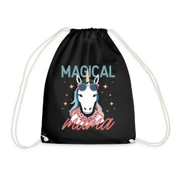 Magical Mom Unicorn Loving Stylish Woman - Drawstring Bag - black - Front