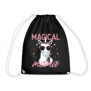 Magical Mom Unicorn Love Stylish Funny - Drawstring Bag - black - Front