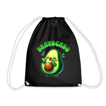 Bravocado - lustige Avocado freut sich klatschend - Turnbeutel - Schwarz - Vorne