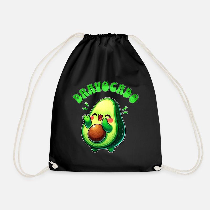 Bravocado - lustige Avocado freut sich klatschend - Turnbeutel - Schwarz