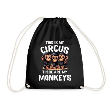 Mother's Day Monkey Chimp Mom Dad Family Funny - Drawstring Bag - black - Front