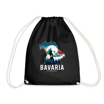 Bavaria Retro Sunrise Landscape - Drawstring Bag - black - Front