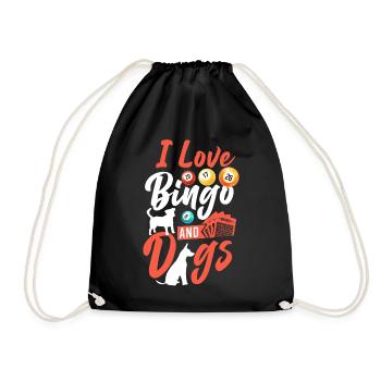 Bingo Player Dog I Love Bingo And - Drawstring Bag - black - Front