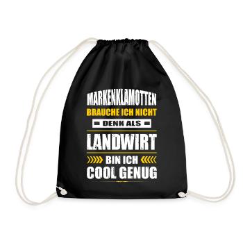 Markenklamotten Brauche Ich Nicht Landwirt Traktor - Turnbeutel - Schwarz - Vorne