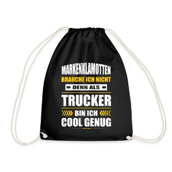Markenklamotten Brauche Ich Nicht Trucker LKW - Turnbeutel - Schwarz - Vorne