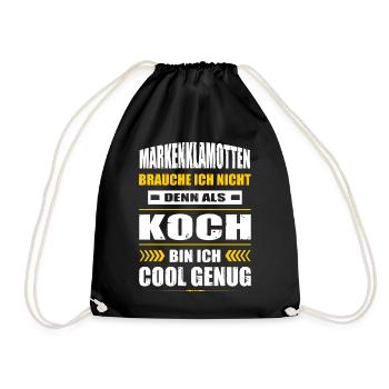 Markenklamotten Brauche Ich Nicht Koch Kochen - Turnbeutel - Schwarz - Vorne