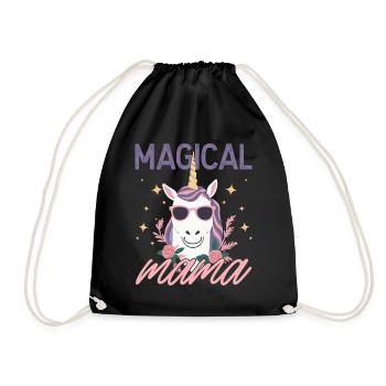 Magical Mama Einhorn Liebe Stylisch Lustig - Turnbeutel - Schwarz - Vorne