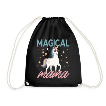 Magical Mom Unicorn Mom Funny Design - Drawstring Bag - black - Front