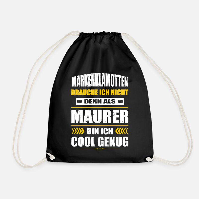 Markenklamotten Brauche Ich Nicht Maurer - Turnbeutel - Schwarz