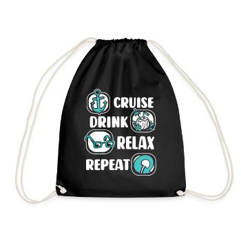 Cruise Drink Relax Repeat Cruise Ship Cruise - Drawstring Bag - black - Front