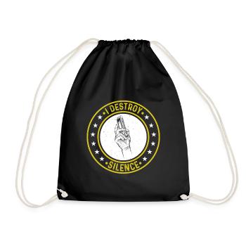 I Destroy Silence Harmonica Player Harmonica Music - Drawstring Bag - black - Front