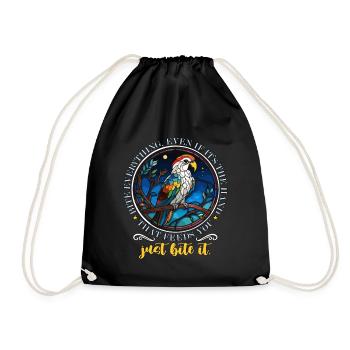 Parrot Bite Everything Even If It's Ornithologist - Drawstring Bag - black - Front