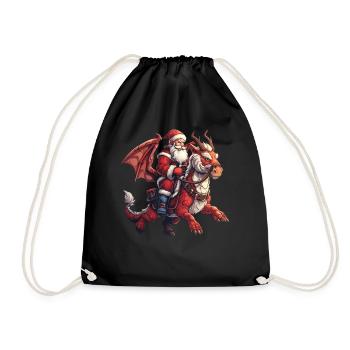 Le Père Noël chevauche un dragon Noël - Sac de sport léger - noir - Devant