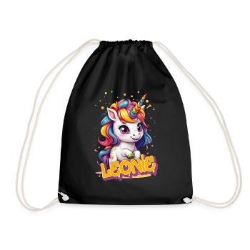 LEONIE - Beautiful girl name with cute unicorn - Drawstring Bag - black - Front