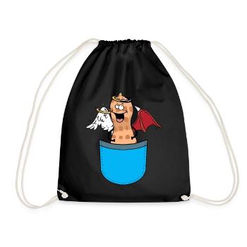 Bags Peanut Angel Devil Guardian Angel - Drawstring Bag - black - Front