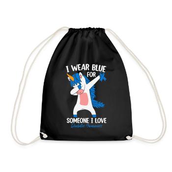 Ich trage Blau für jemanden, den ich liebe, der Einhorn tupft - Turnbeutel - Schwarz - Vorne