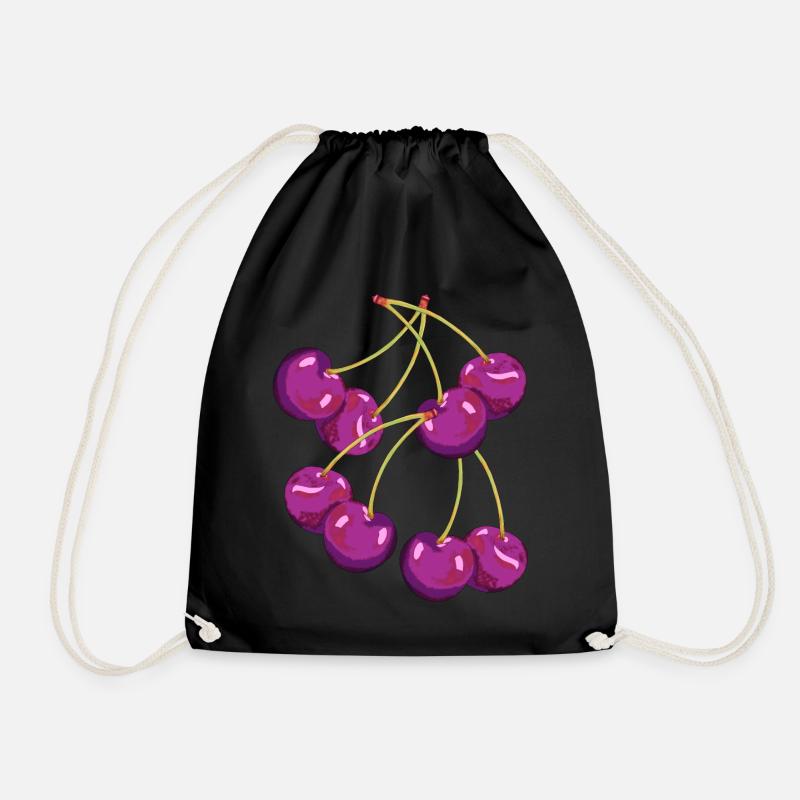 Rockabilly Retro Vintage Kirschen Kirsche 80er Obs - Turnbeutel - Schwarz