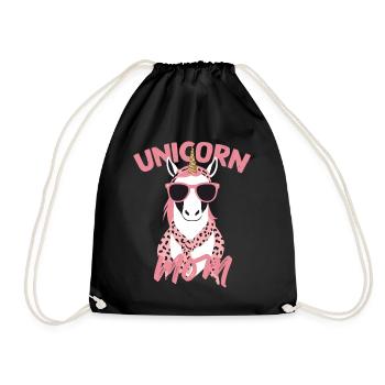 Einhorn Mama Einhörner Liebende Lustige Stylische - Turnbeutel - Schwarz - Vorne