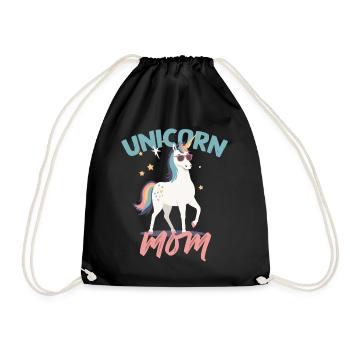 Einhorn Mama Einhörner Liebende Lustige Stylisch - Turnbeutel - Schwarz - Vorne