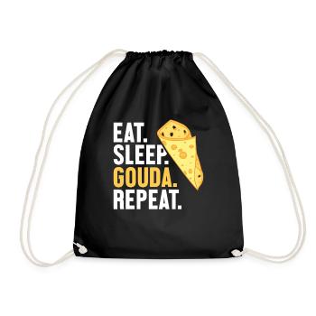 Eat Sleep Gouda Repeat Maker Queso Cheesemonger - Drawstring Bag - black - Front