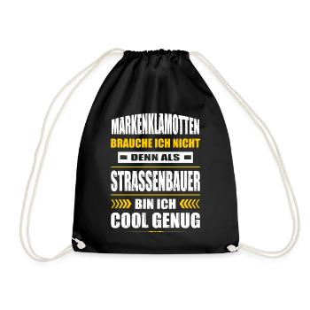 Markenklamotten Brauche Ich Nicht Strassenbauer - Turnbeutel - Schwarz - Vorne