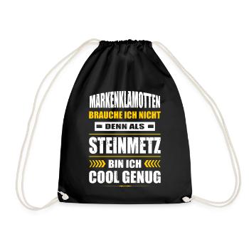 Markenklamotten Brauche Ich Nicht Steinmetz - Turnbeutel - Schwarz - Vorne