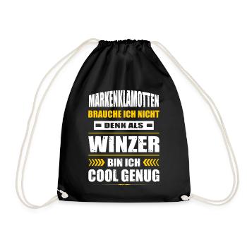 Markenklamotten Brauche Ich Nicht Winzer - Turnbeutel - Schwarz - Vorne