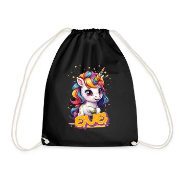 EVE - Beau prénom de fille avec une jolie licorne - Sac de sport léger - noir - Devant