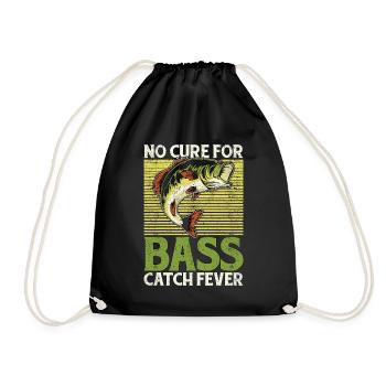 Bass Fishing No Cure For Bass Catch Fishing Lover - Drawstring Bag - black - Front