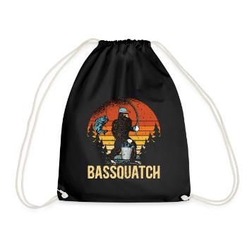 Bass Fishing Bassquatch Retro Loves Fly Fishing - Turnbeutel - Schwarz - Vorne