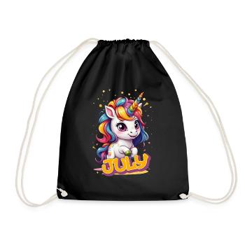 JULY - Beautiful girl name with cute unicorn - Drawstring Bag - black - Front