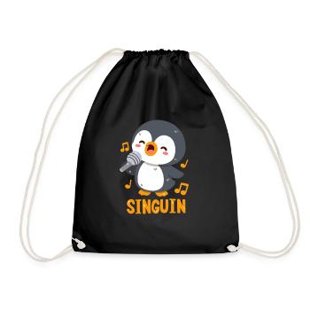 Singing Penguin: Singuin - Drawstring Bag - black - Front