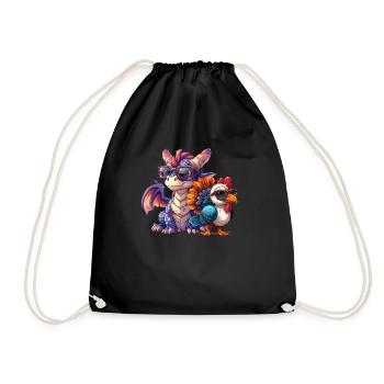 Dragon Thanksgiving Dabbing Turkey - Drawstring Bag - black - Front