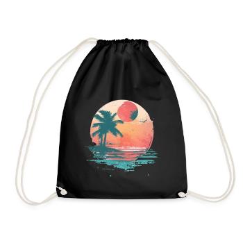 Summer sunset with palm trees - Drawstring Bag - black - Front