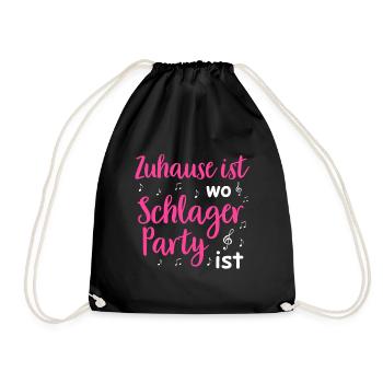 Schlager Tshirt Damen Schlagerparty Kostüm Party - Turnbeutel - Schwarz - Vorne