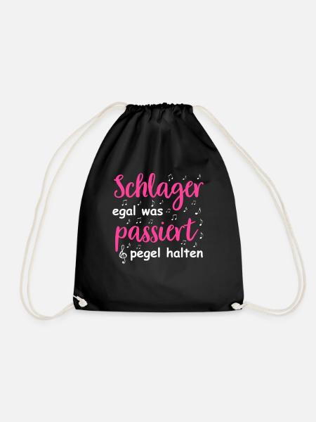 Schlager Tshirt Damen Schlagerparty Kostüm Party - Turnbeutel - Schwarz