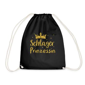 Schlager Tshirt Damen Schlagerparty Kostüm Party - Turnbeutel - Schwarz - Vorne