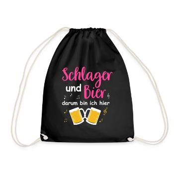 Schlager Tshirt Damen Schlagerparty Kostüm Party - Turnbeutel - Schwarz - Vorne