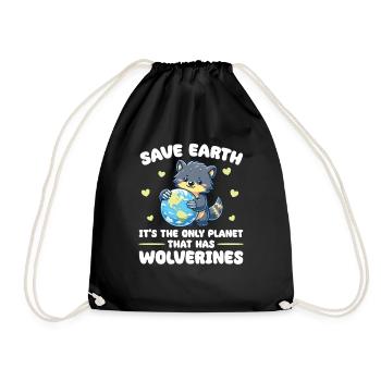 Ist der einzige Planet mit Vielfraße Earth Day - Turnbeutel - Schwarz - Vorne