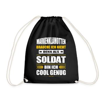 Markenklamotten Brauche Ich Nicht Soldat Soldaten - Turnbeutel - Schwarz - Vorne