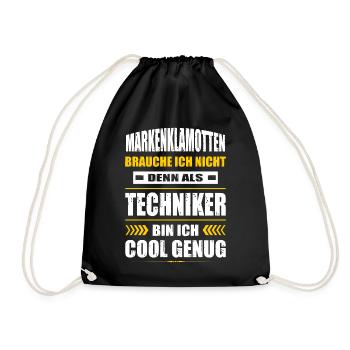 Markenklamotten Brauche Ich Nicht Techniker - Turnbeutel - Schwarz - Vorne