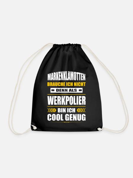 Markenklamotten Brauche Ich Nicht Werkpolier - Turnbeutel - Schwarz