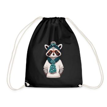 Maman raton laveur amant raton laveur fête des mères - Sac de sport léger - noir - Devant