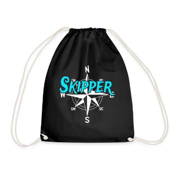 Skipper – With wind rose for real captains - Drawstring Bag - black - Front