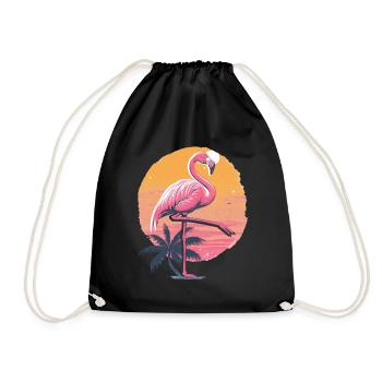 Flamingo Plamen Coucher de soleil Illustration - Sac de sport léger - noir - Devant