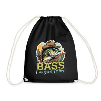 Bass Fishing Pariez votre basse Je vais amateur de pêche - Sac de sport léger - noir - Devant
