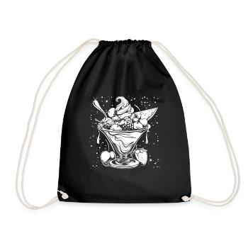 Ice cream sundae Drawing - Drawstring Bag - black - Front