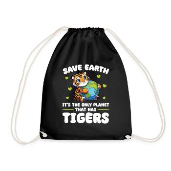 Ist der einzige Planet mit Tigers Earth Day - Turnbeutel - Schwarz - Vorne