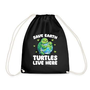 Is the only planet with turtles Earth Day - Drawstring Bag - black - Front